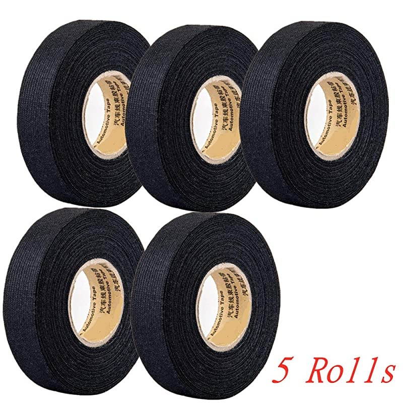 Rolls Wire Loom Harness Tape Wiring Harness Cloth Tape Wiring Loom Harness Adhesive Cloth Fabric Tap Adhesive Fabric Tape for Automobile Wire harnessing Noise Damping Heat Proof1mm x 1m