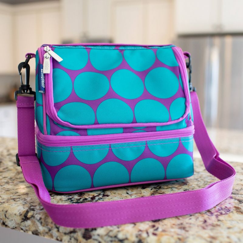 Wildkin Big Dot Aqua  Dual Compartment Lunch Bag