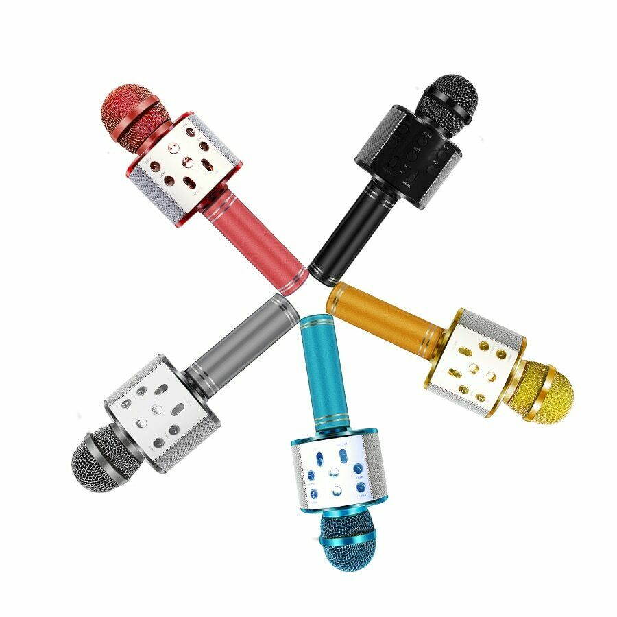 Wireless Bluetooth Karaoke Microphone KTV Mini Portable Speaker (Gold)