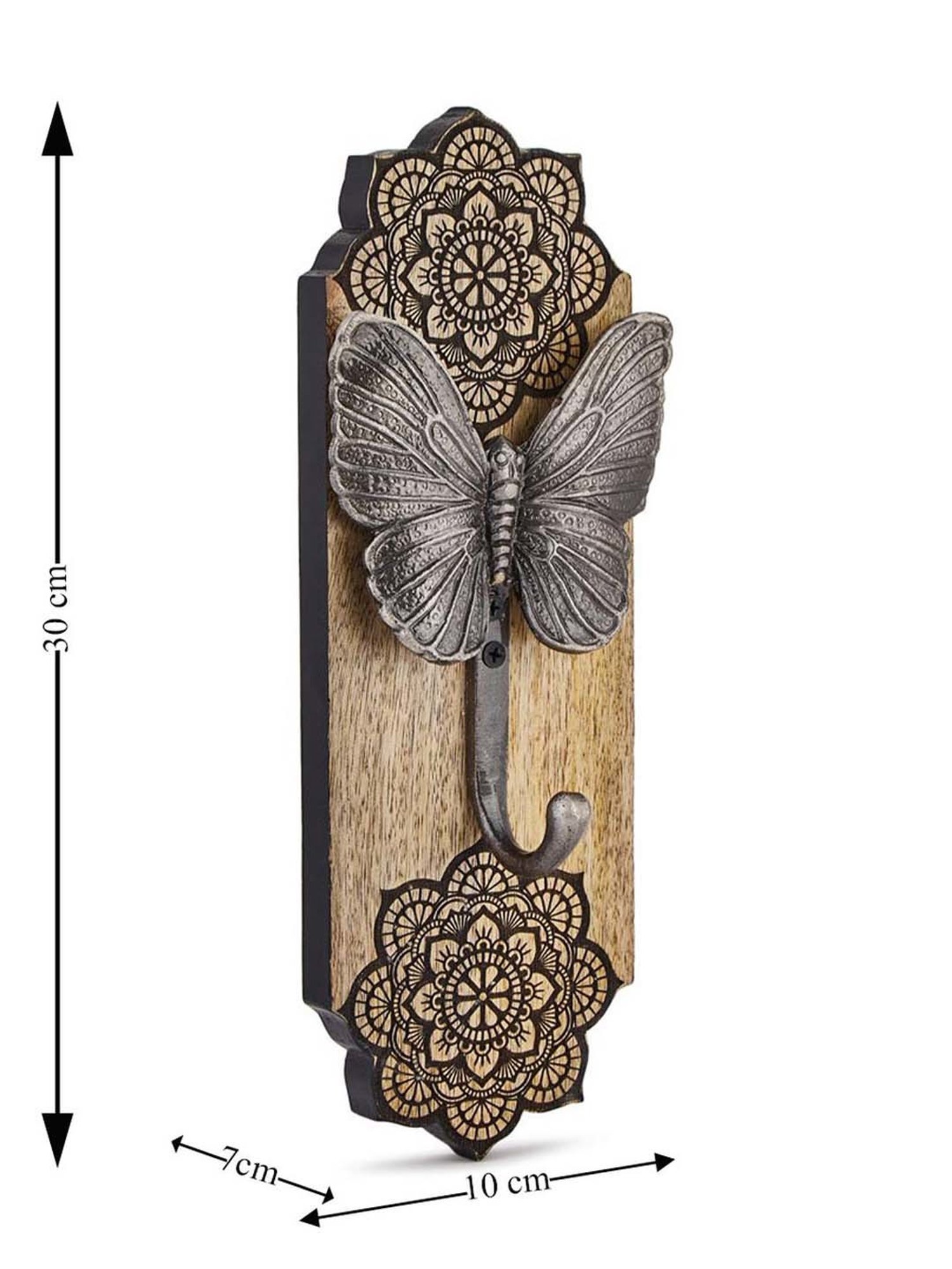 Fabindia Home Shalimaar Brown Wood Butterfly Wall Hook