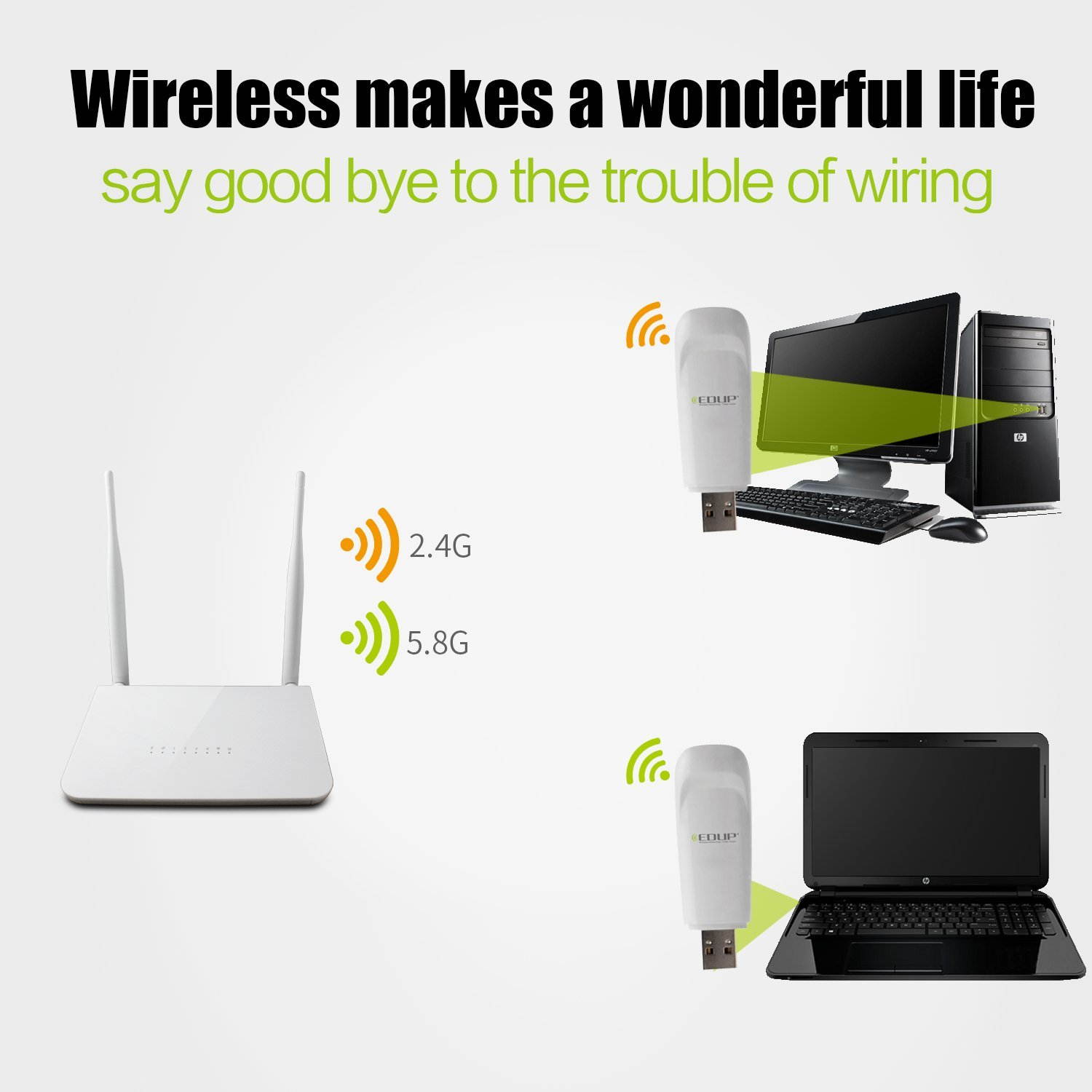 300Mbps Wireless Dual Band USB Adapter WIFI Network Adapter