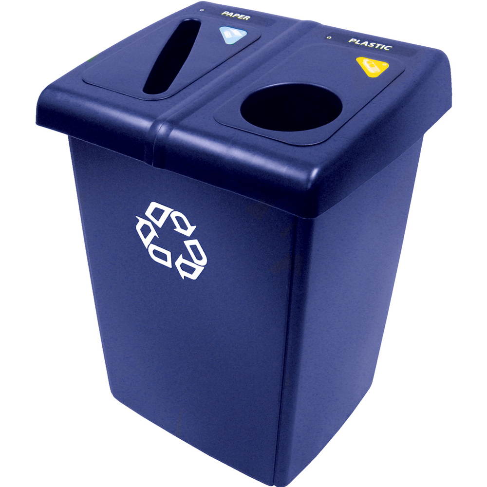 Glutton Recycling Station, Rectangular, Plastic, 46gal, Blue