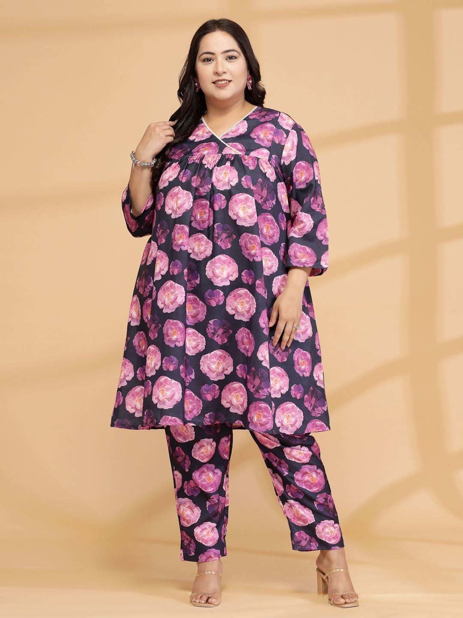 Melon by PlusS Blue Printed Shirt Pant Set
