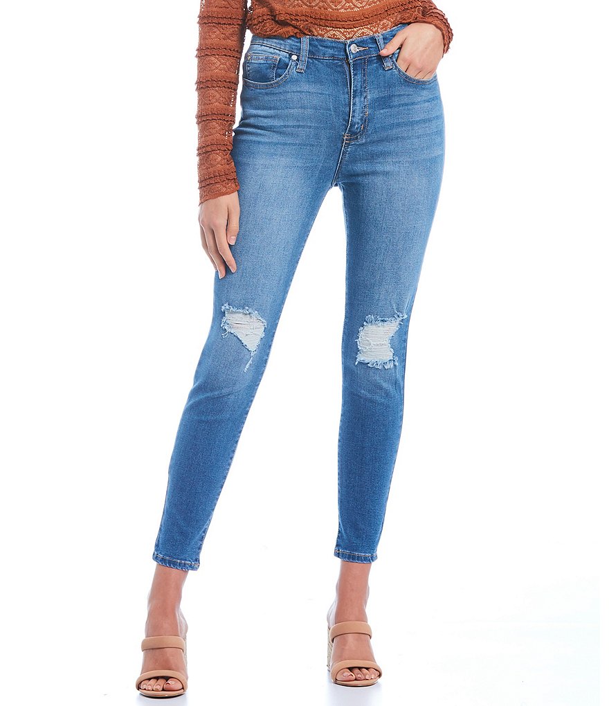 Celebrity Pink Destructed High Rise Repreve Sustainable Skinny Jeans