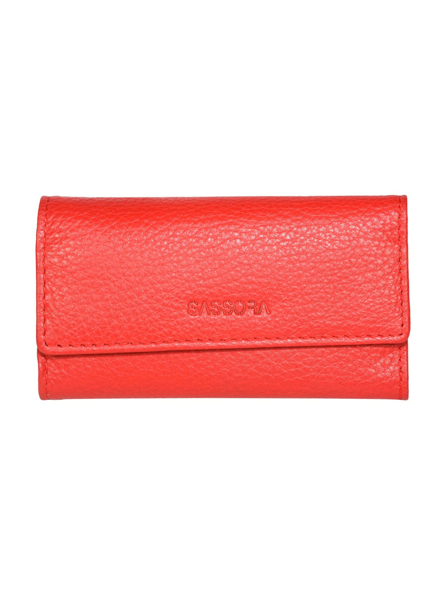 SASSORA Florid Red Leather Small Key Case