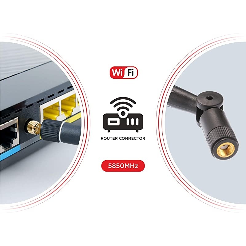 WiFi Antenna 9dbi 24ghz 5ghz 58ghz Dual Band rp SMA Universal Connector for Router pc Desktop USB Adapter pcie Cards IP Camera Drone and ps4 Build Wireless Range Extender