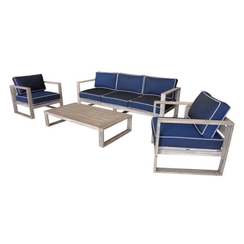Teak Modern North Shore Outdoor Coffee Table - Driftwood Gray - Courtyard Casual