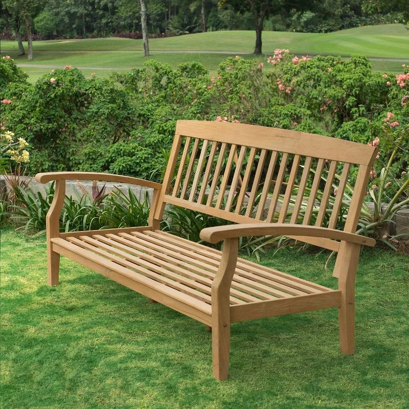 Caterina Teak Patio Sofa with Cushion - Beige - Cambridge Casual