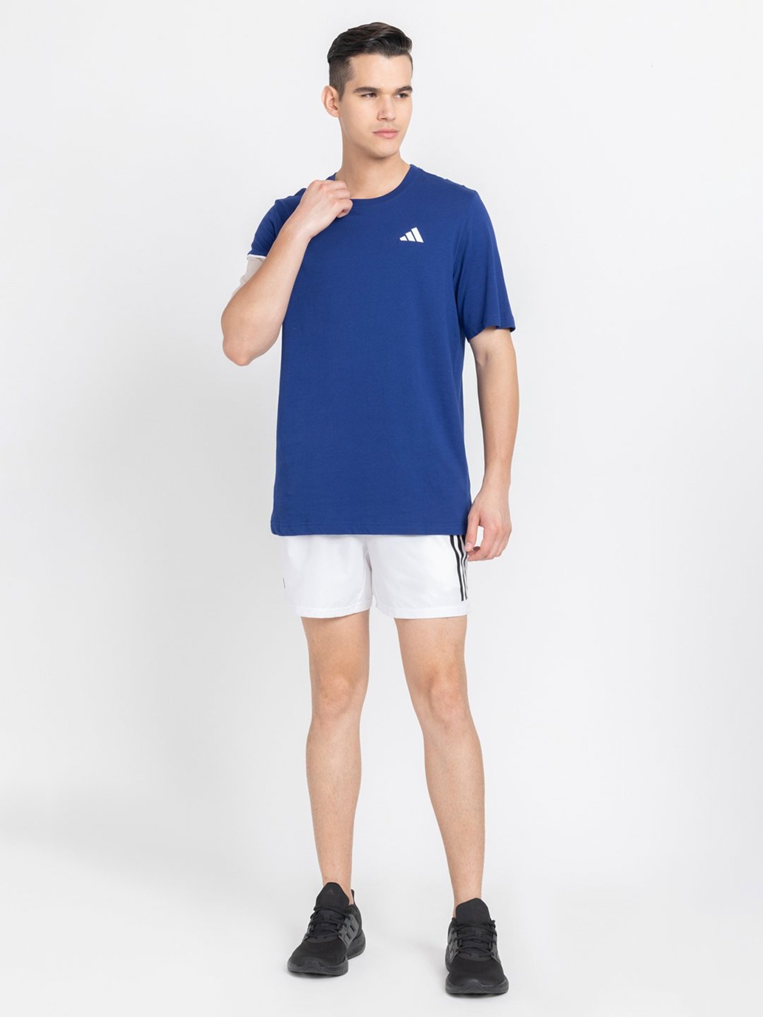 adidas Blue Regular Fit Club House Cotton Crew T-Shirt