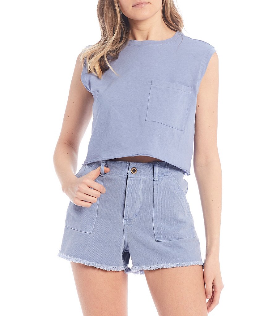 C&V Chelsea & Violet Knit Sleeveless Pocket Muscle Tee