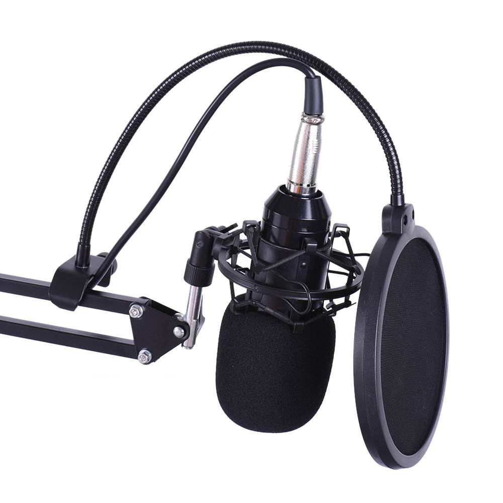 EC2WORLD Professional Broadcasting Studio Recording Condenser Microphone Mic Kit with Shock Mount Arm Stand Mounting Clamp Pop Filter
