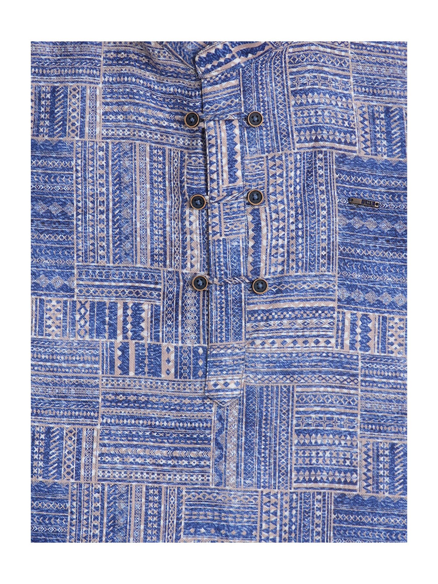 Cavio Kids Blue Printed Full Sleeves Shirt