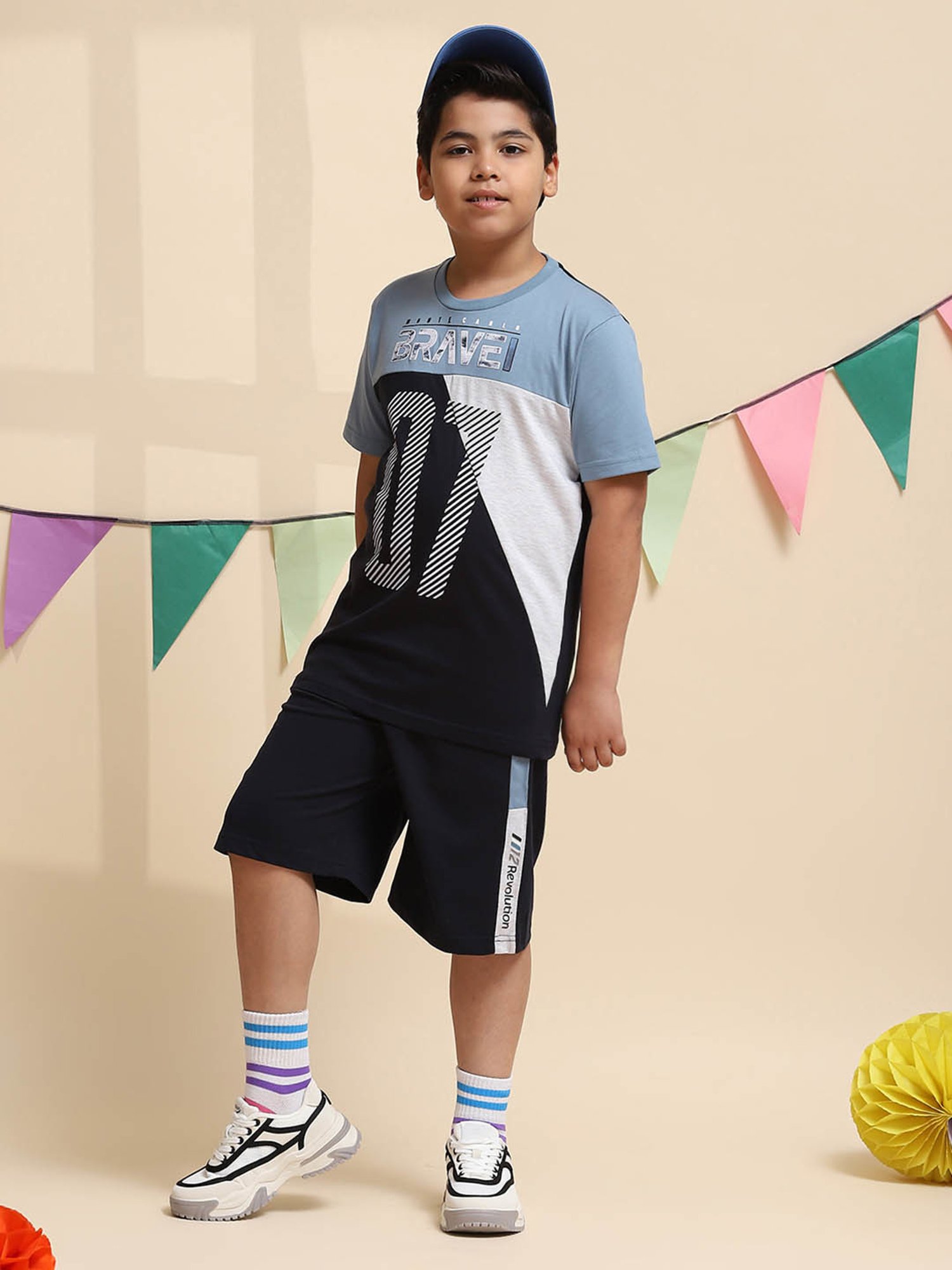 Monte Carlo Kids Navy & White Printed Bermudas