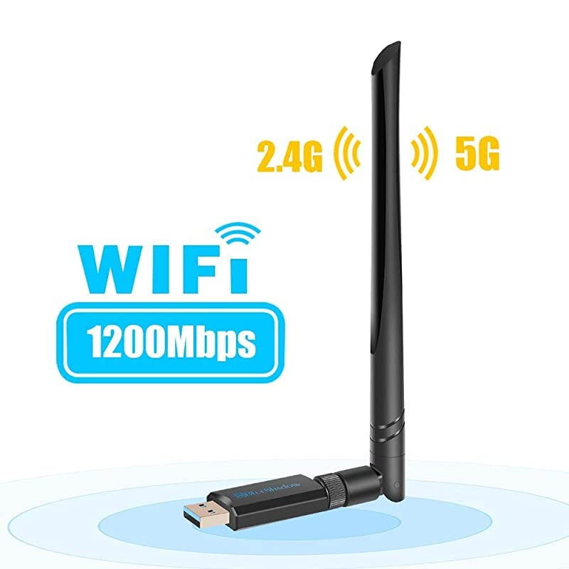 USB WiFi Adapter Dual Band 24G5G Mini Wifi ac Wireless Network Card Dongle with High Gain Antenna for Desktop Laptop PC Support Windows XP Vista788110 USB WiFi 1200Mbps