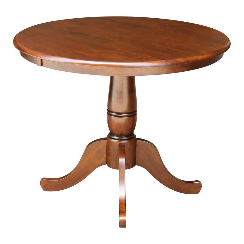 3pc 36" Round Top Pedestal Table with 2 Chairs Dining Sets Espresso - International Concepts