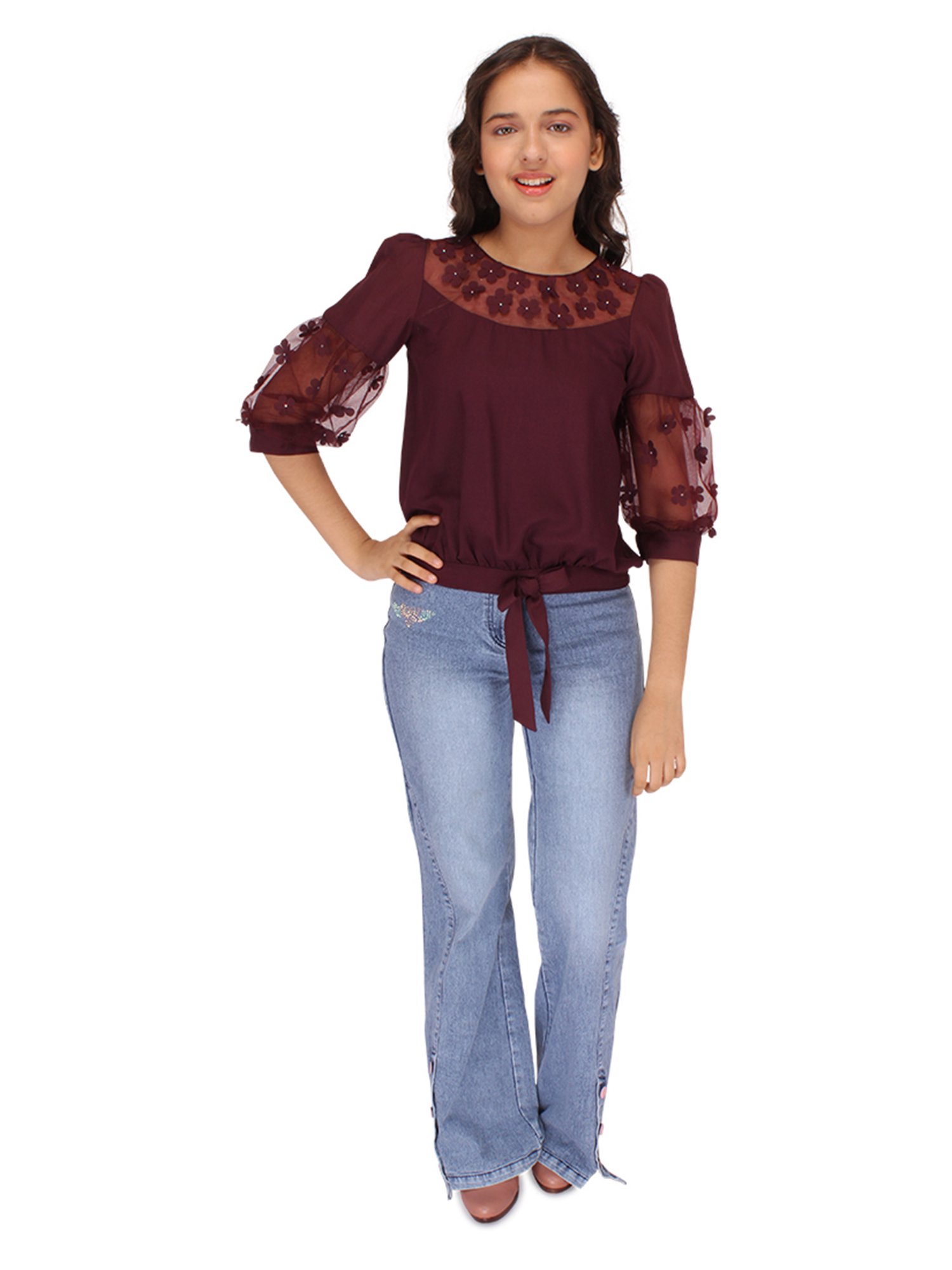 Cutecumber Kids Dark Purple Applique Top