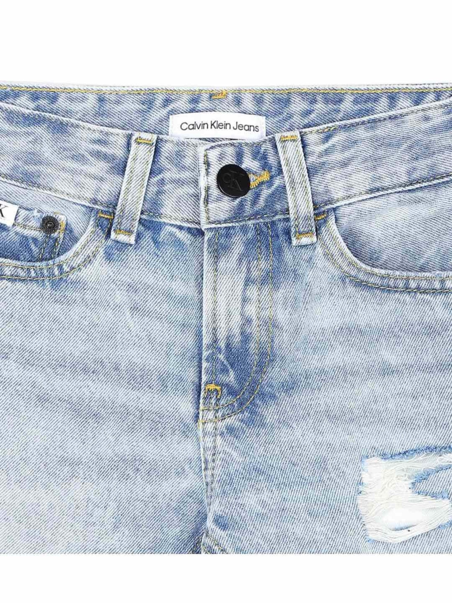 Calvin Klein Jeans Boys Spencer Blue Cotton Distressed Jeans