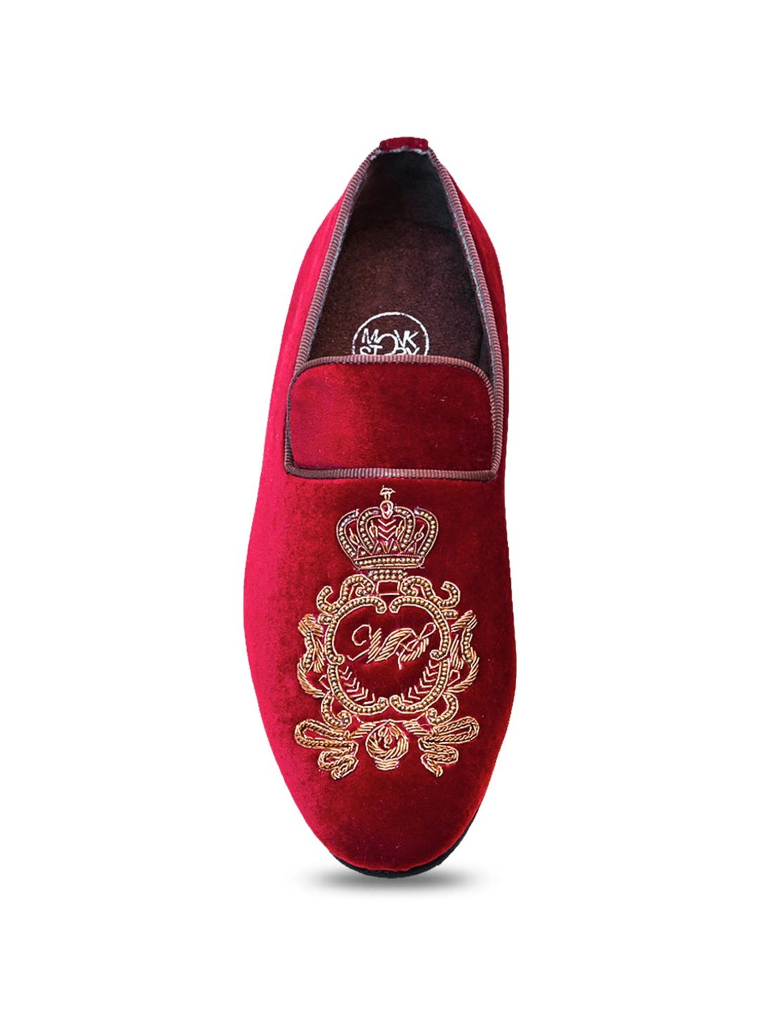 Monkstory Men's Opulenza Maroon Ethnic Mojris