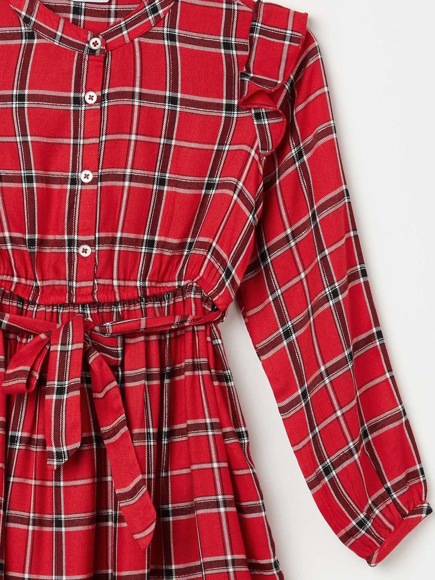 Fame Forever by Lifestyle Kids Red Chequered Full Sleeves Dress