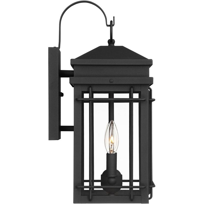 John Timberland Outdoor Wall Light Fixture Textured Black Steel 17" Clear Glass Lantern for Exterior House Porch Patio Deck