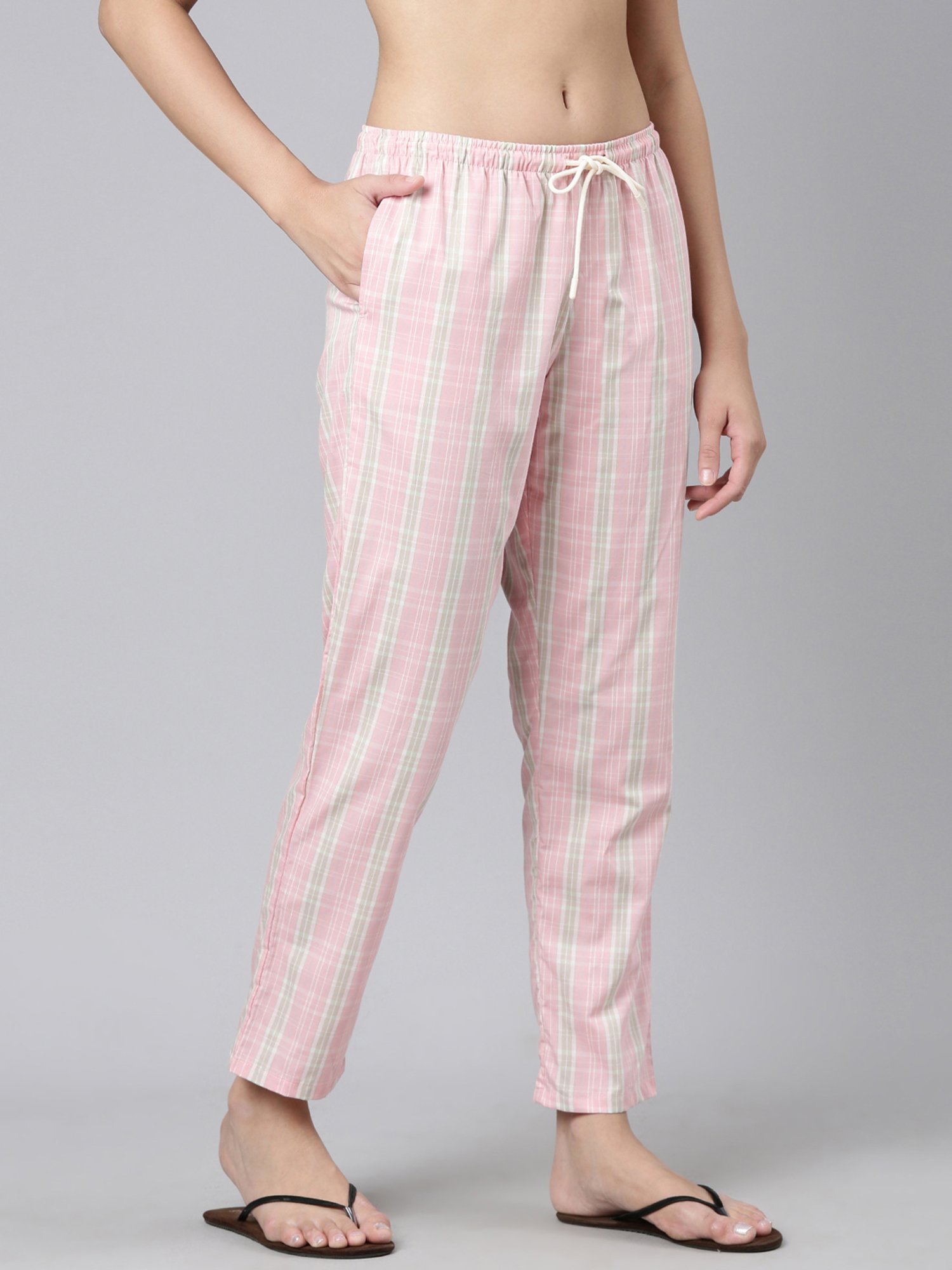 Enamor Pink Cotton Printed Lounge Pants