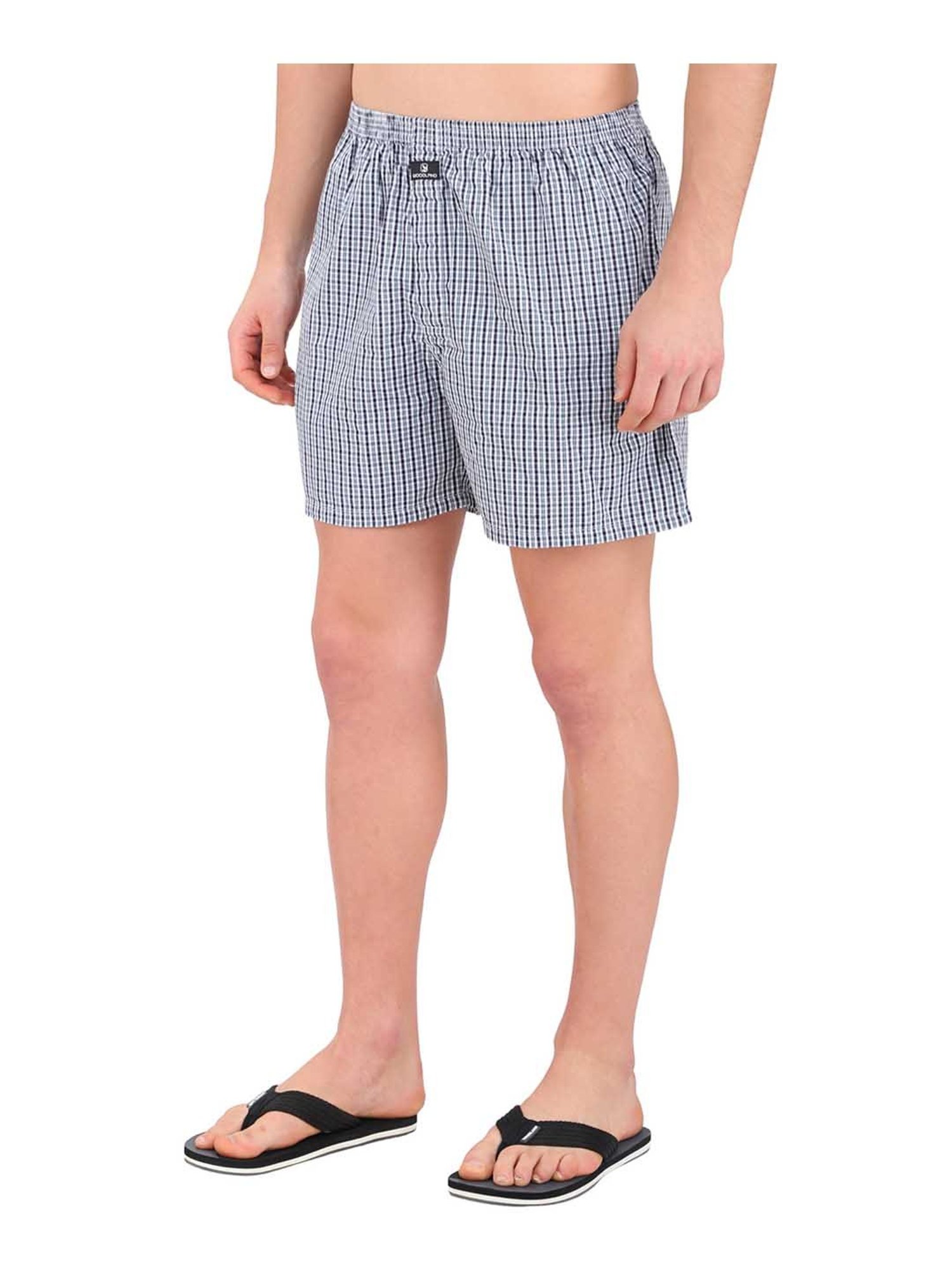 Woodland Grey Cotton Checks Boxers