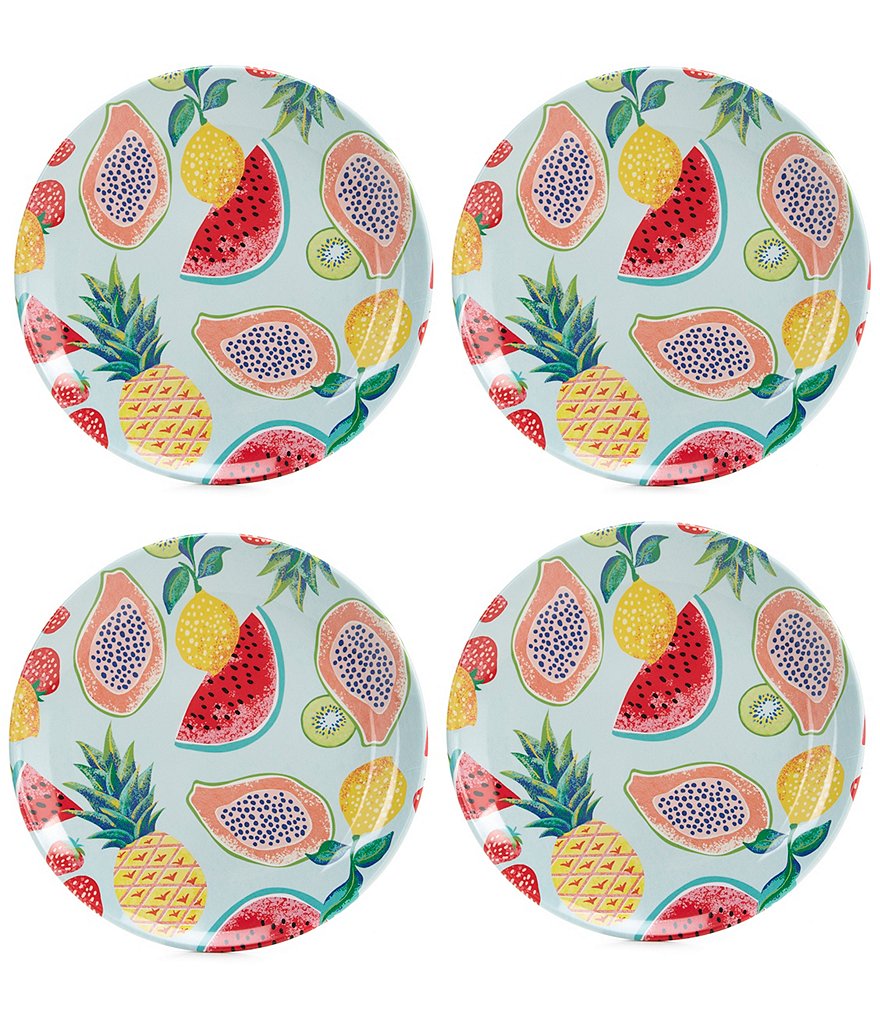Southern Living Melamine Summer Fruit Salad Plates, Set of 4