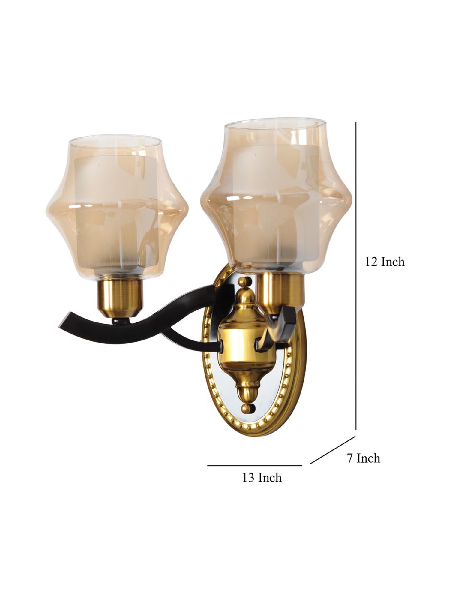 Kapoor E Illuminations Mysville Golden Metal Dual Shade Wall Light - Set of 1