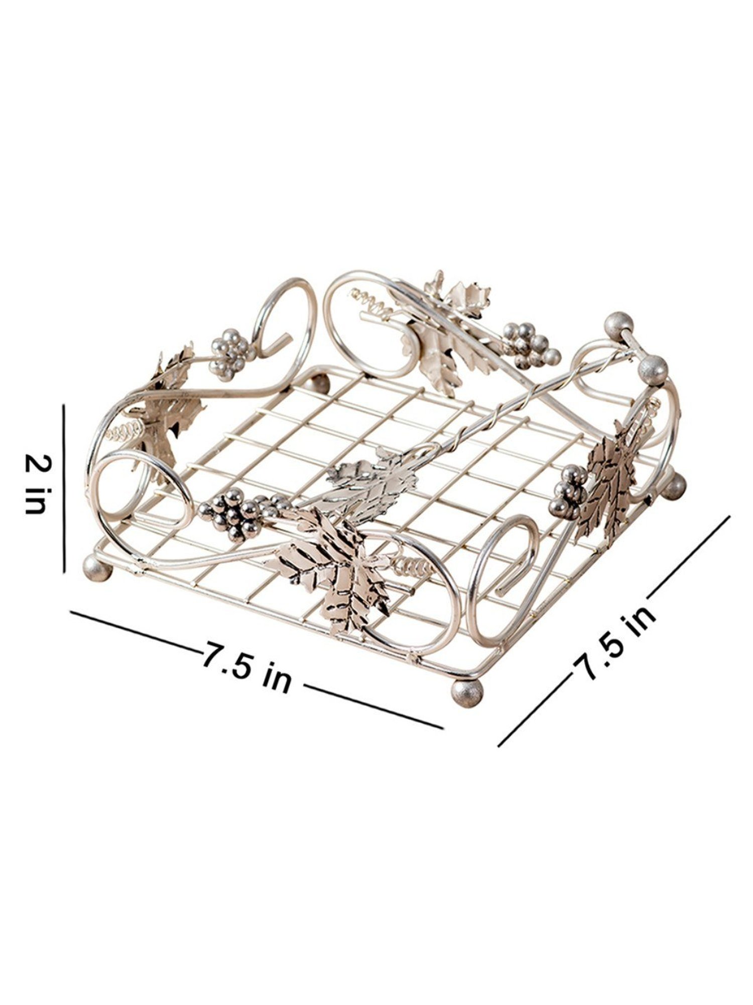 Nestroots Napkin Holder Tissue Box Holder Tissue Holder for Dining Table Napkin Holder Iron Silver