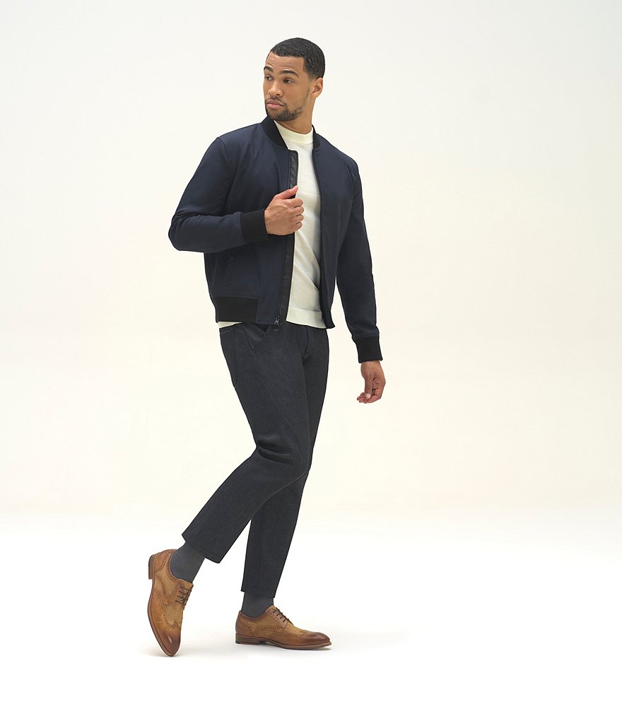 Magnanni Men's Asturia Leather and Linen Wingtip Oxfords