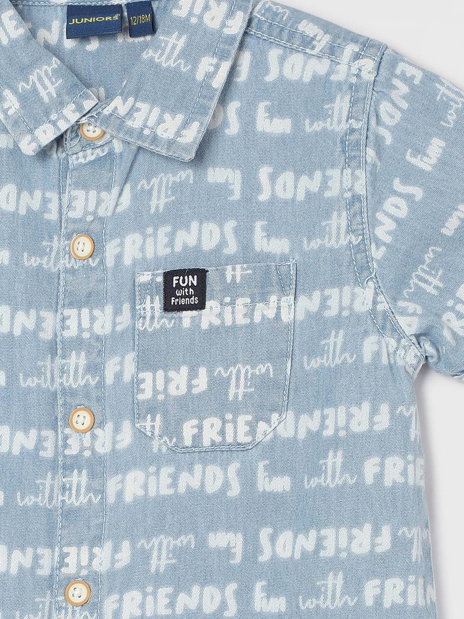 Pantaloons Baby White Cotton Printed Shirt