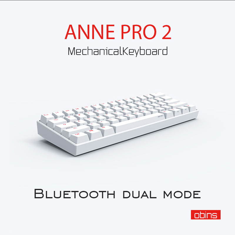 CUUWE ANNE PRO 2, 60% Wired/Wireless Mechanical Keyboard  - Full Keys Programmable - True RGB Backlit - Tap Arrow Keys - Double Shot PBT Keycaps - NKRO - 1900mAh Battery