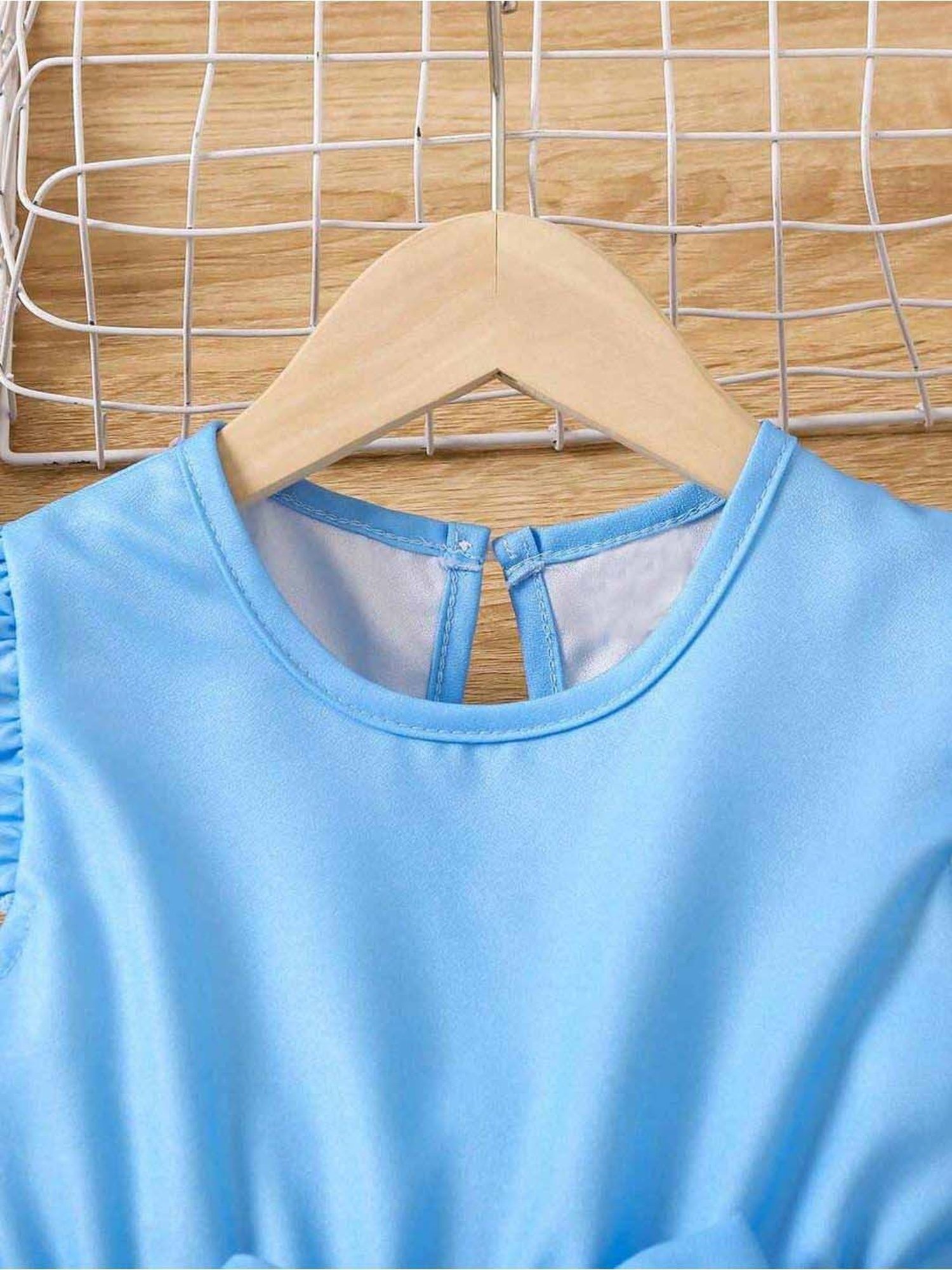 Bolly Lounge Girls Sky Blue & Pink Floral Dress