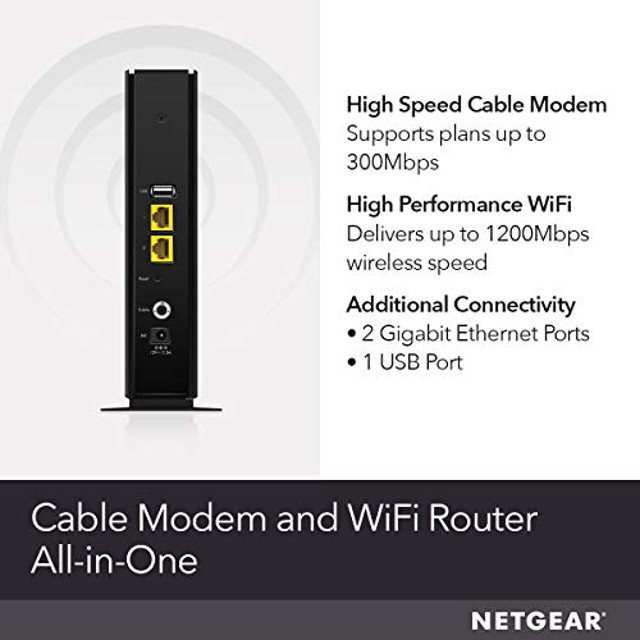 C6250100NAS AC1600 16x4 WiFi Cable Modem Router Combo C6250 DOCSIS 30 Certified for Xfinity Comcast Time Warner Cable Cox More Renewed