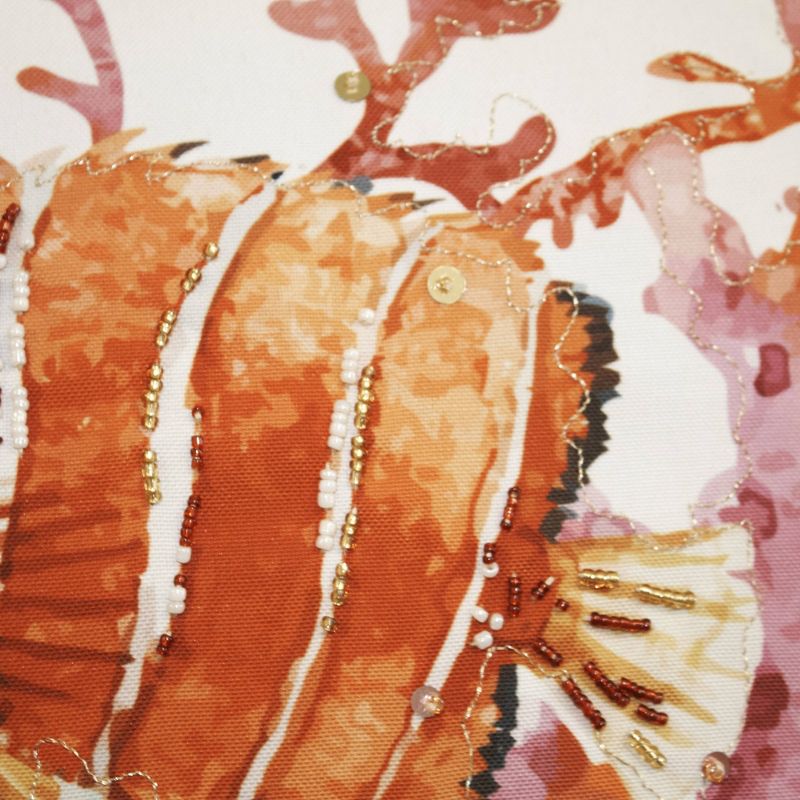 20" x 20" Sealife Beaded & Embroidered Decorative Patio Throw Pillow - Edie@Home