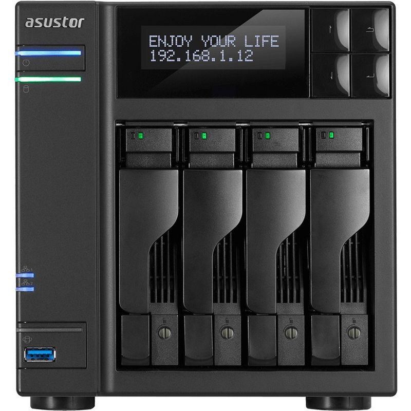 ASUSTOR AS6404T SAN/NAS Storage System - Intel Celeron J3455 Quad-core (4 Core) 1.50 GHz - 4 x HDD Supported - 40 TB Supported HDD Capacity