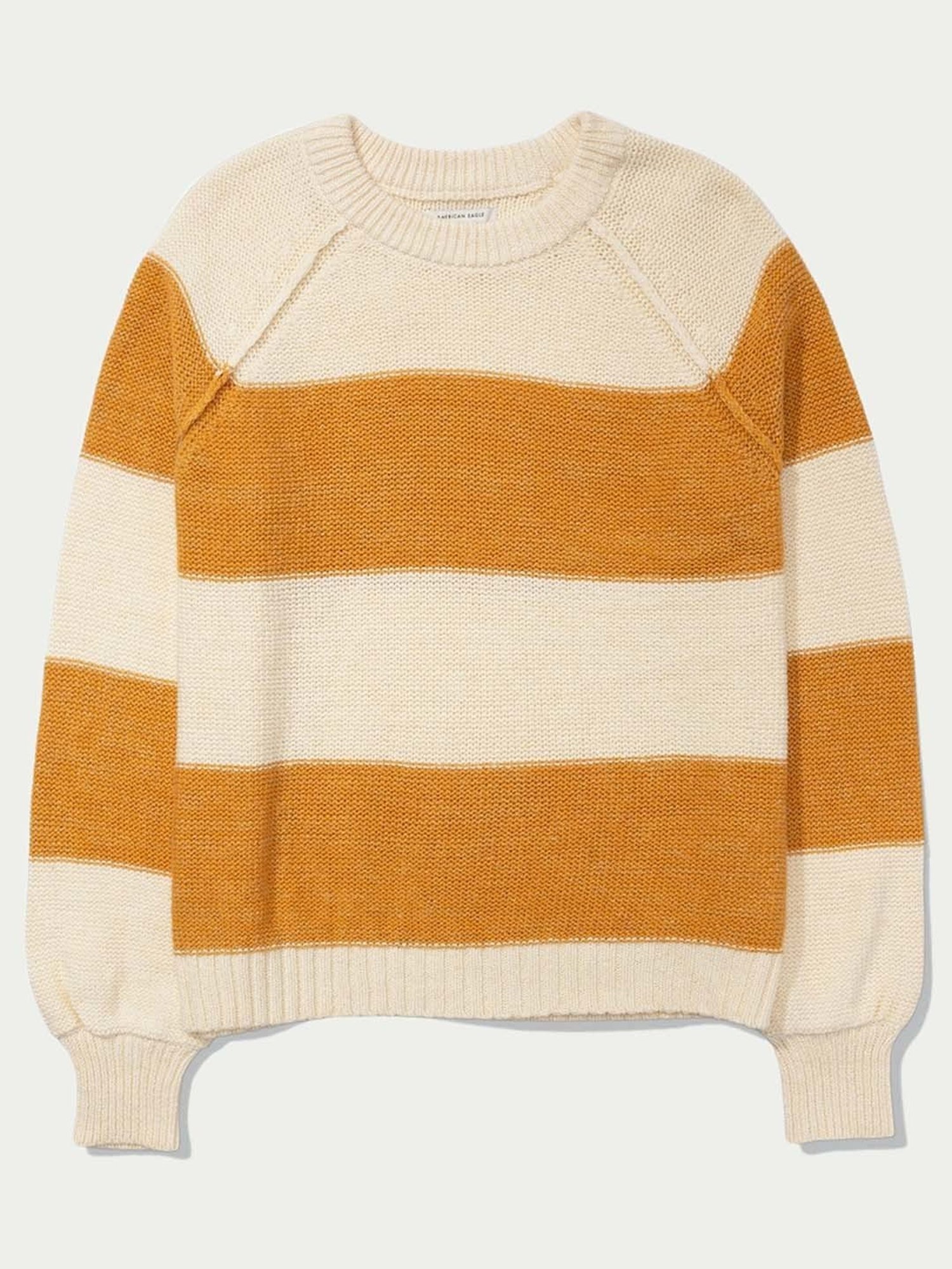 American Eagle Outfitters Orange & Cream Cotton Color-Block Sweater