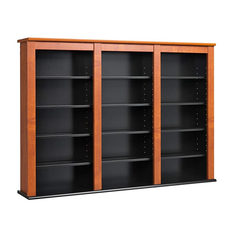 Triple Wall Mounted Storage Cabinet, Cherry and Black