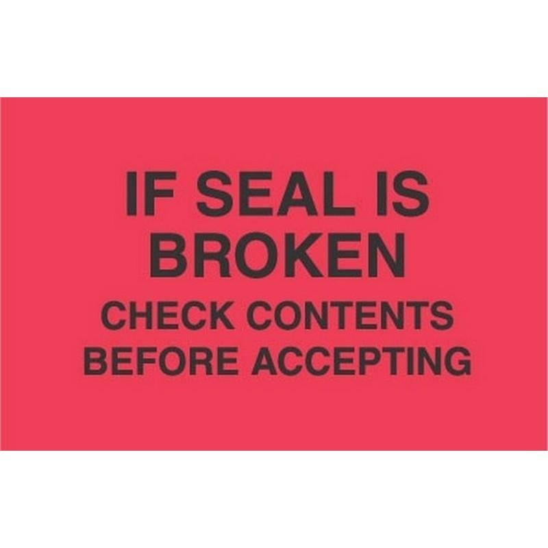 3" x 5" If Seal Is Broken Check Contents Before Accepting Labels (500 per Roll)