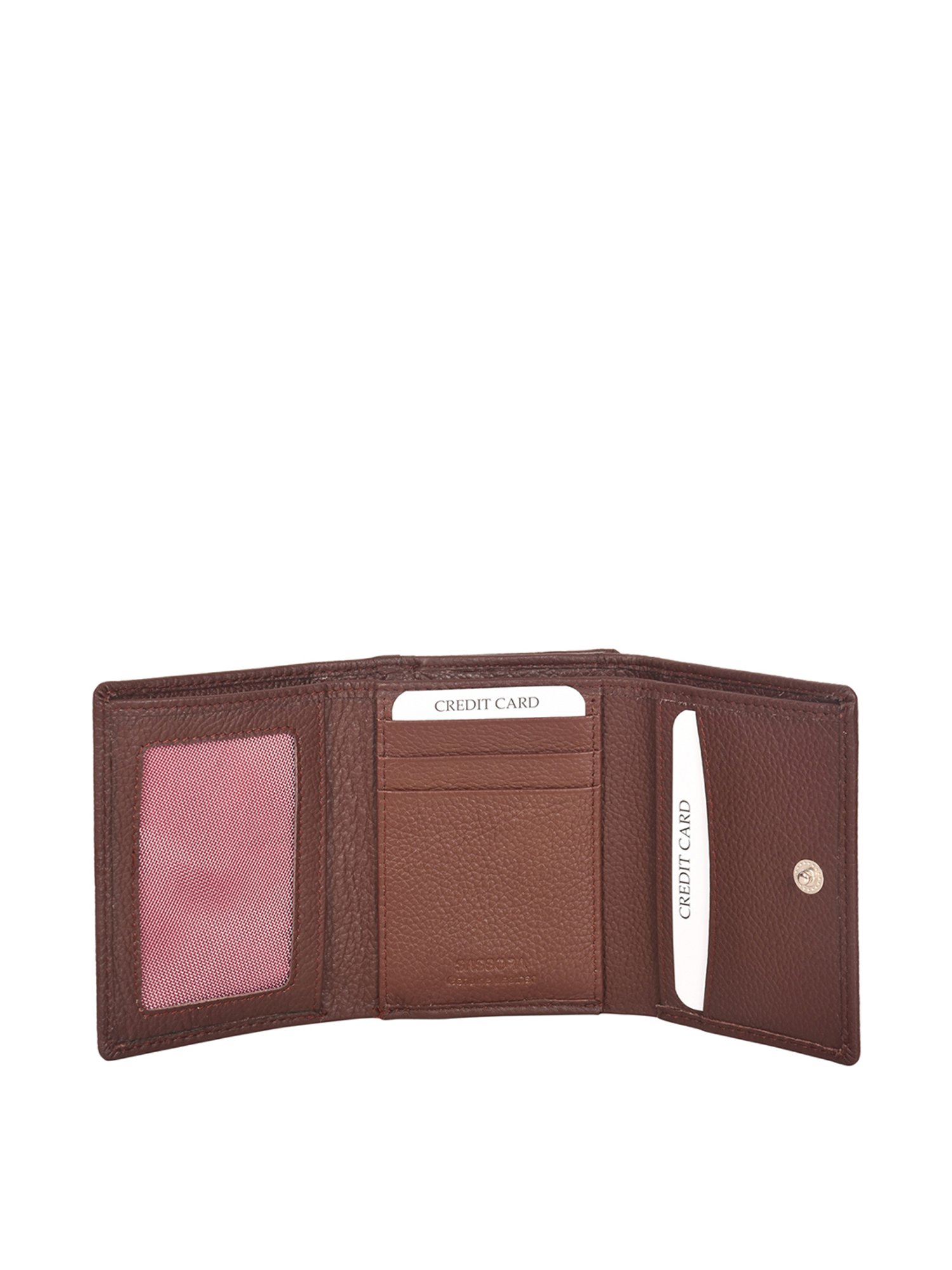 SASSORA Brown Textured Rfid Tri-Fold Wallet for Women
