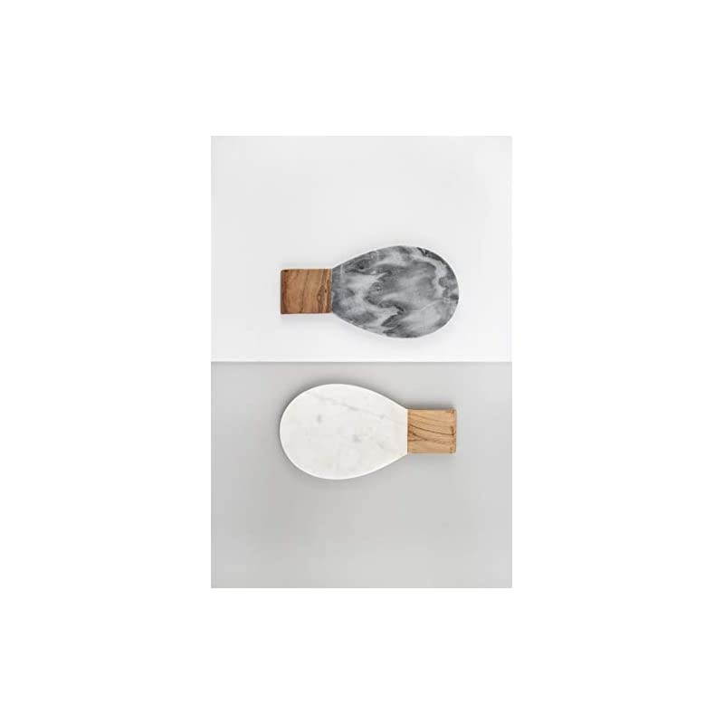 White Marble and Acacia Wood Spoon Rest