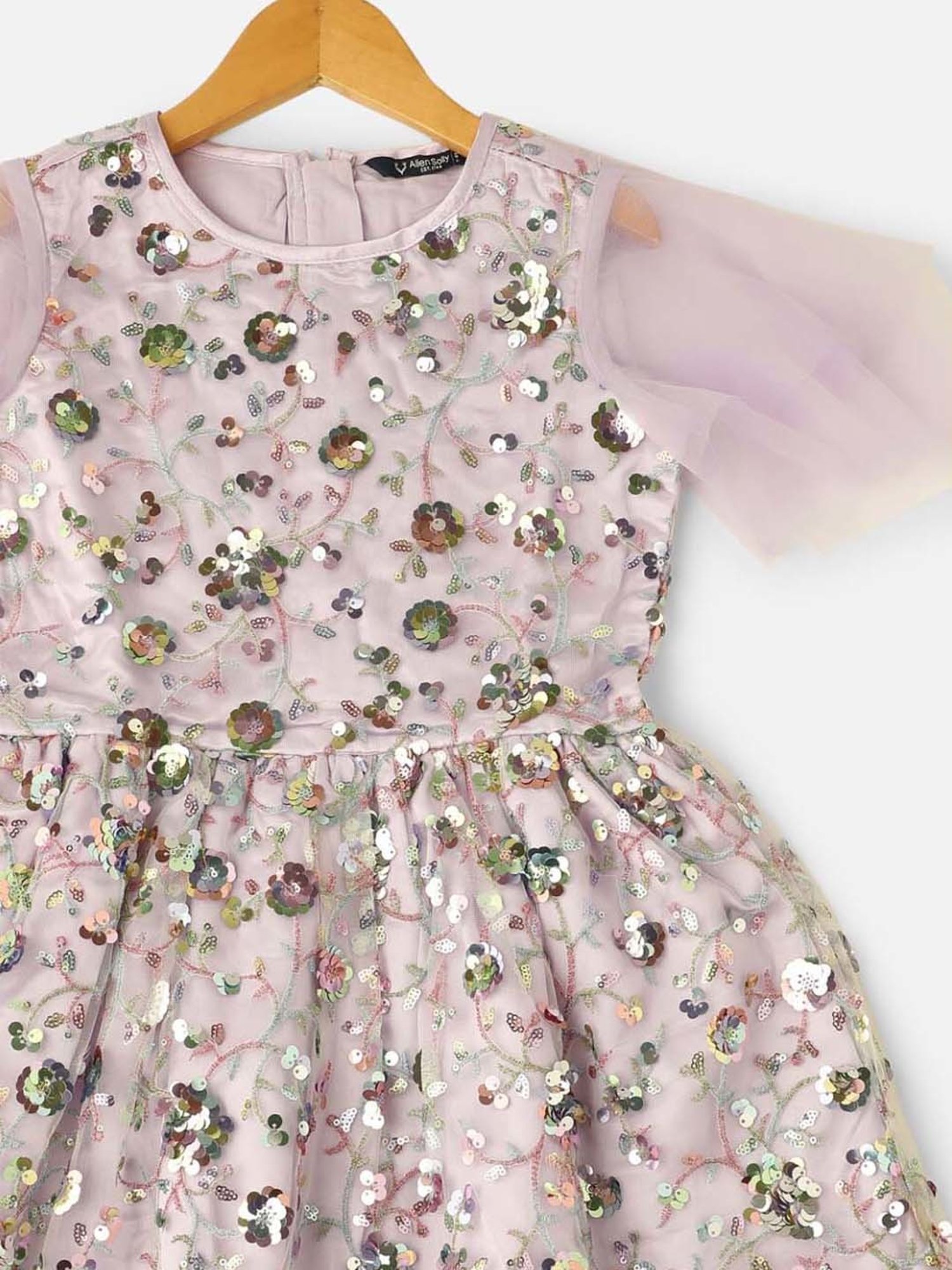 Peppermint Kids Black & White Printed Full Sleeves Dress