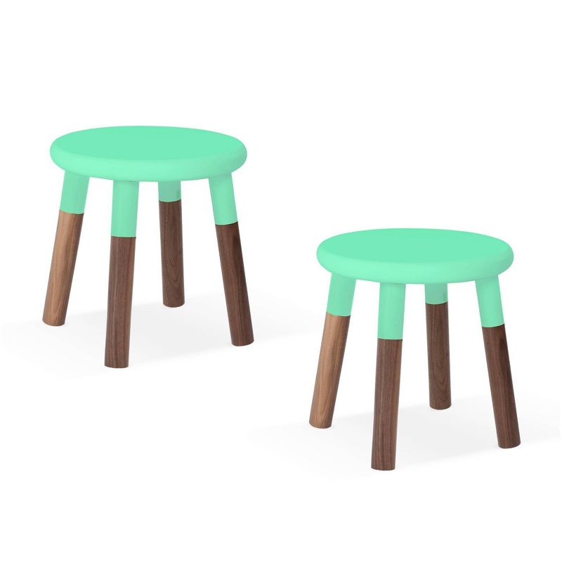 Set of 2 Peewee Wood Veneer Kids' Chairs Solid Walnut/Mint - Nico & Yeye