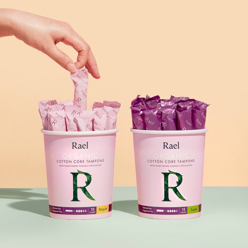 Rael Organic Cotton Regular & Super Plant-Based Applicator Compact Tampons Duopack - 36ct