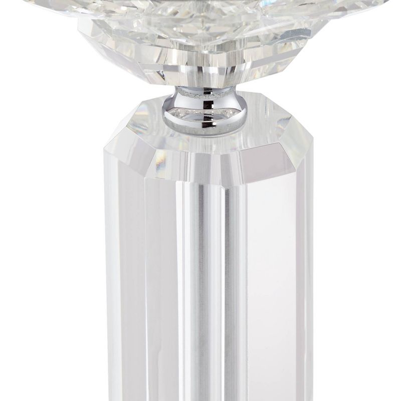 Vienna Full Spectrum Modern Table Lamp Crystal Flower Gray Fabric Drum Shade Living Room Bedroom Bedside Nightstand Office Family