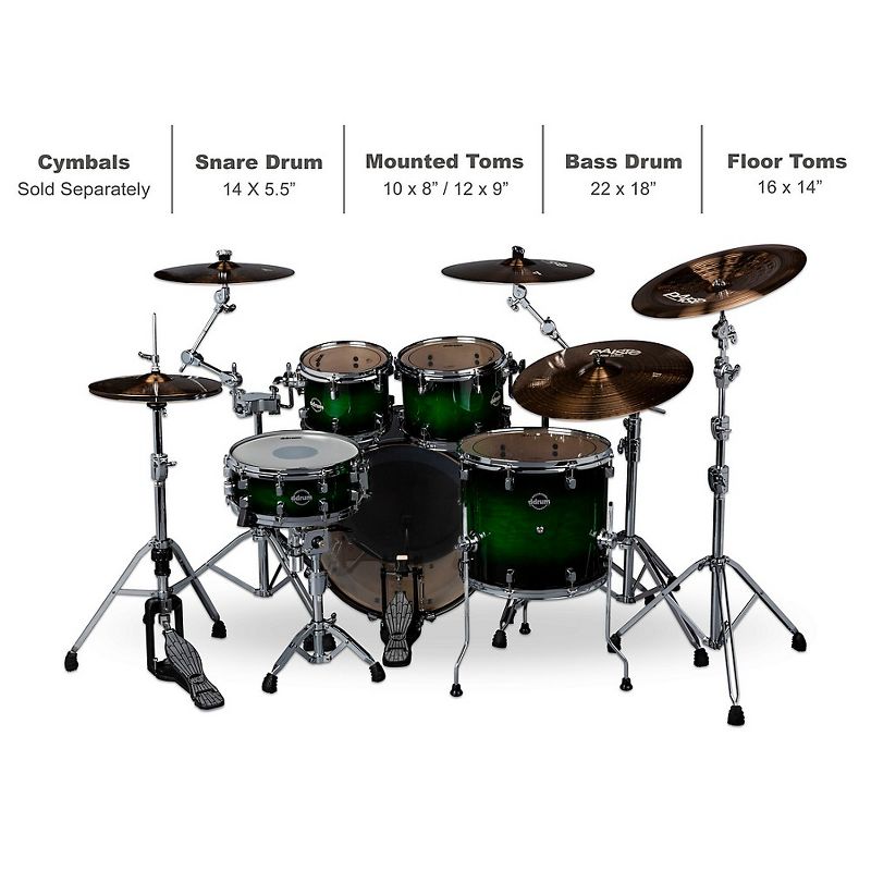 ddrum Dominion Birch 5-piece Shell Pack with Ash Veneer Green Burst