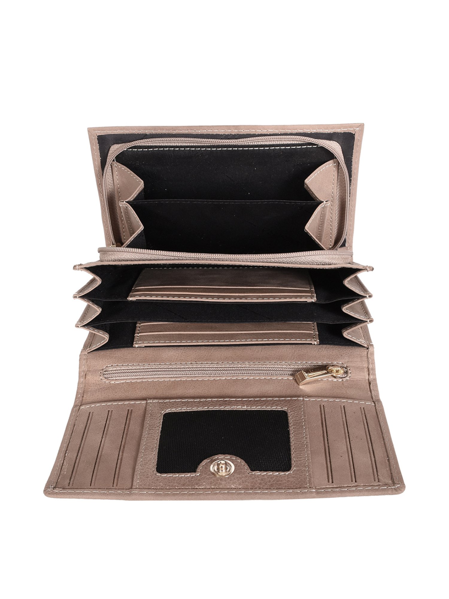 SASSORA Beige Solid Rfid Wallet for Women