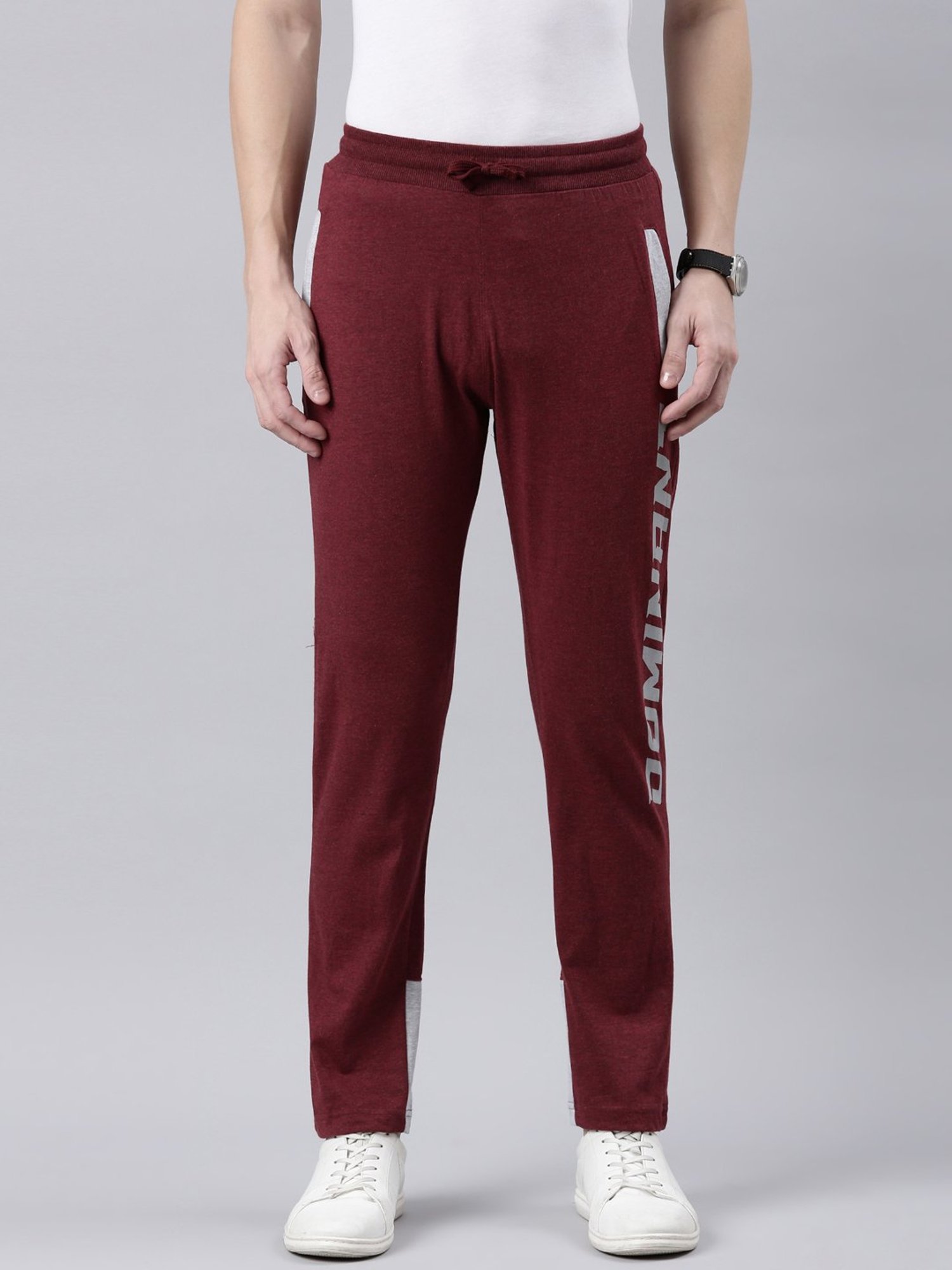 Dixcy Scott Originals Burgundy Melange Regular Fit Printed Track Pants
