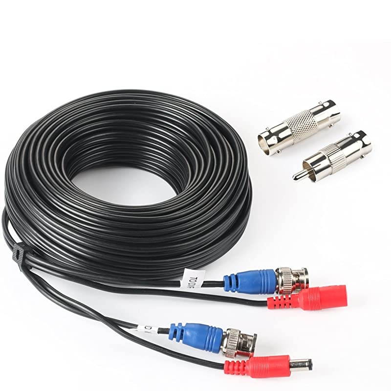33Feet BNC Vedio Power Cable Pre-Made Al-in-One Camera Video BNC Cable Wire Cord for Surveillance CCTV Security System with Connectors(BNC Female and BNC to RCA)
