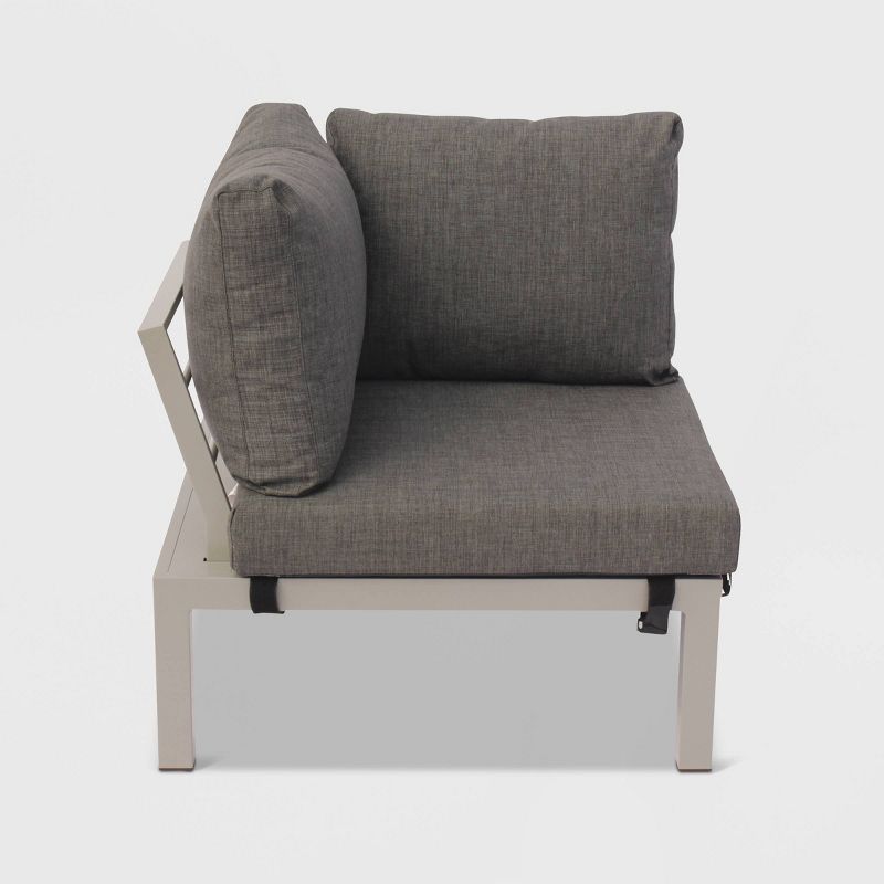 Osborne 4pc Aluminum Outdoor Sectional with Cushions - Silver/Gray - Courtyard Casual